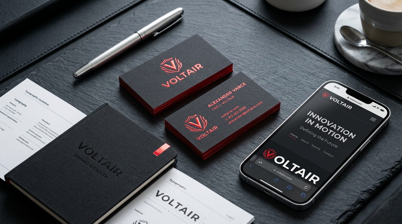 Mockup de sistema de identidad visual corporativa y manual de marca